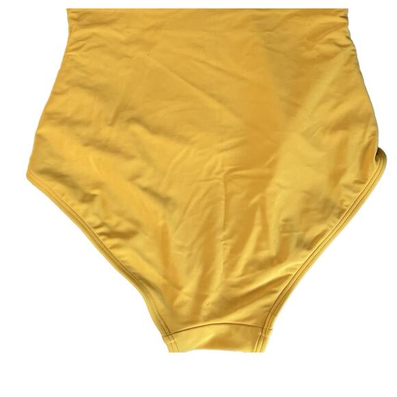 DKNY Swimsuit Womens Size 14 Yellow One Piece Ruching Straps Ruffles Designer - Picture 10 of 11